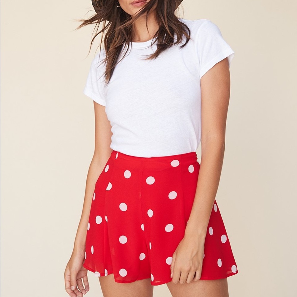 LPA red polka dot flowy shorts